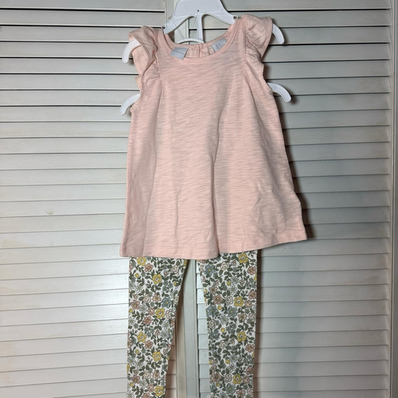 Three-Piece Girls Tahari Coat, Sleeveless Top, Leggings 3T Beige - Picture 2 of 13